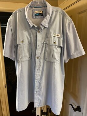 Magellan Outdoors Light Blue Short-Sleeve Mens XL Button-Down Performance Shirt